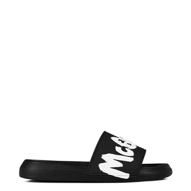 Alexander Mcqueen O1G2R1Mq0824 Graffiti Sliders In Black & White in Black/White, Women's (Size 7)