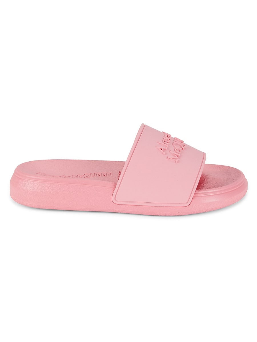 Alexander Mcqueen Women's Logo Slides - Pastel Pink - Size 36 (6) Sandals