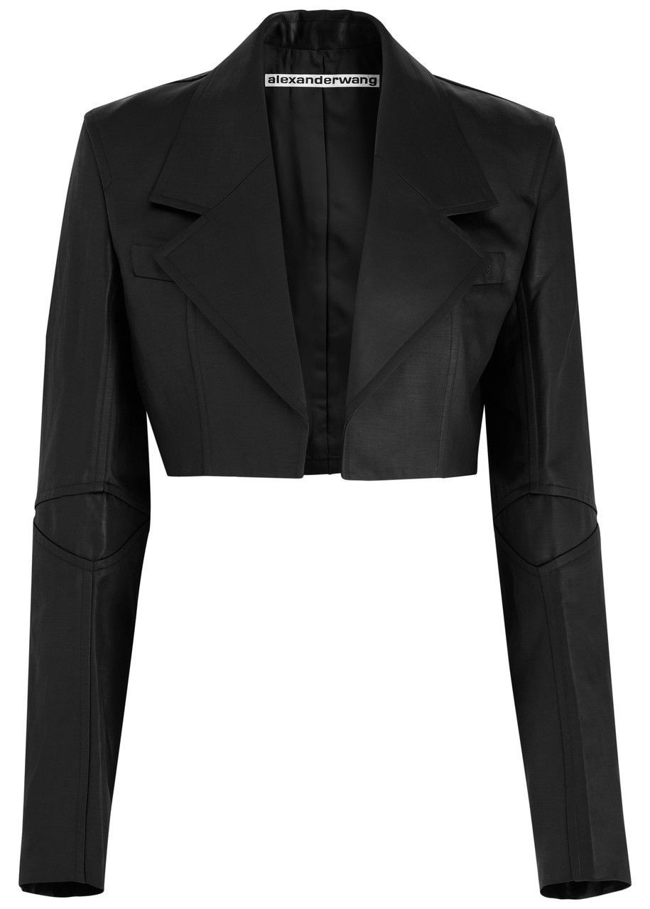 Alexander Wang Cropped Linen-blend Blazer - Black - 6 (UK10 / S)