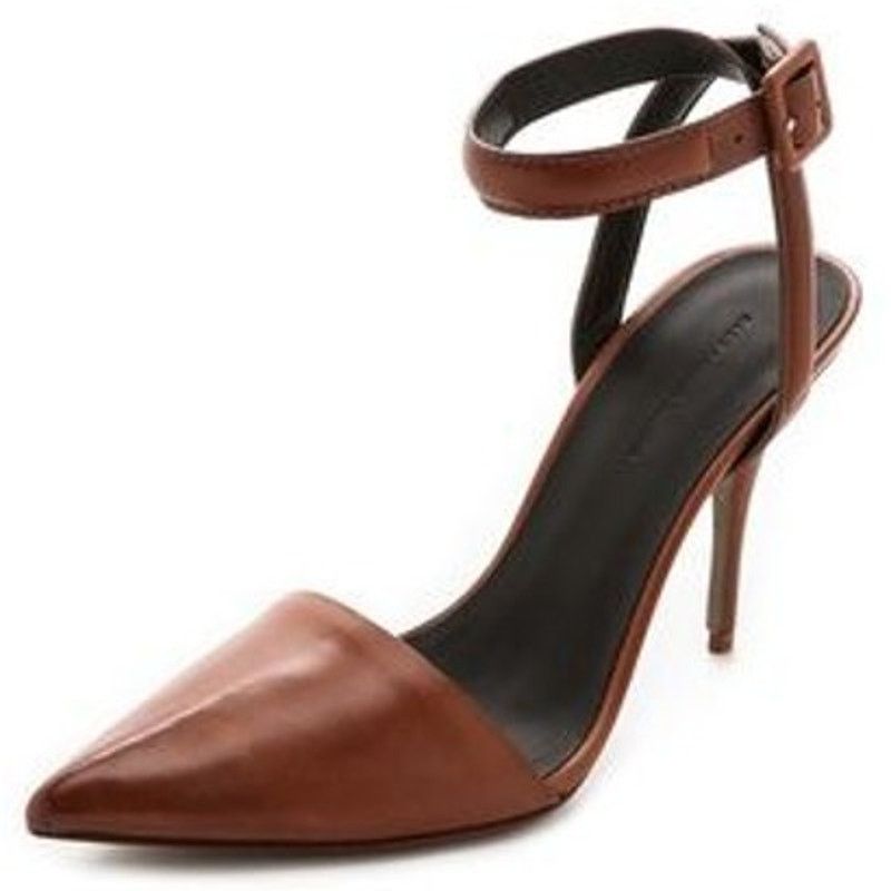 Alexander Wang Leather Stilettos Heel Shoes Pumps Brown Women's 9