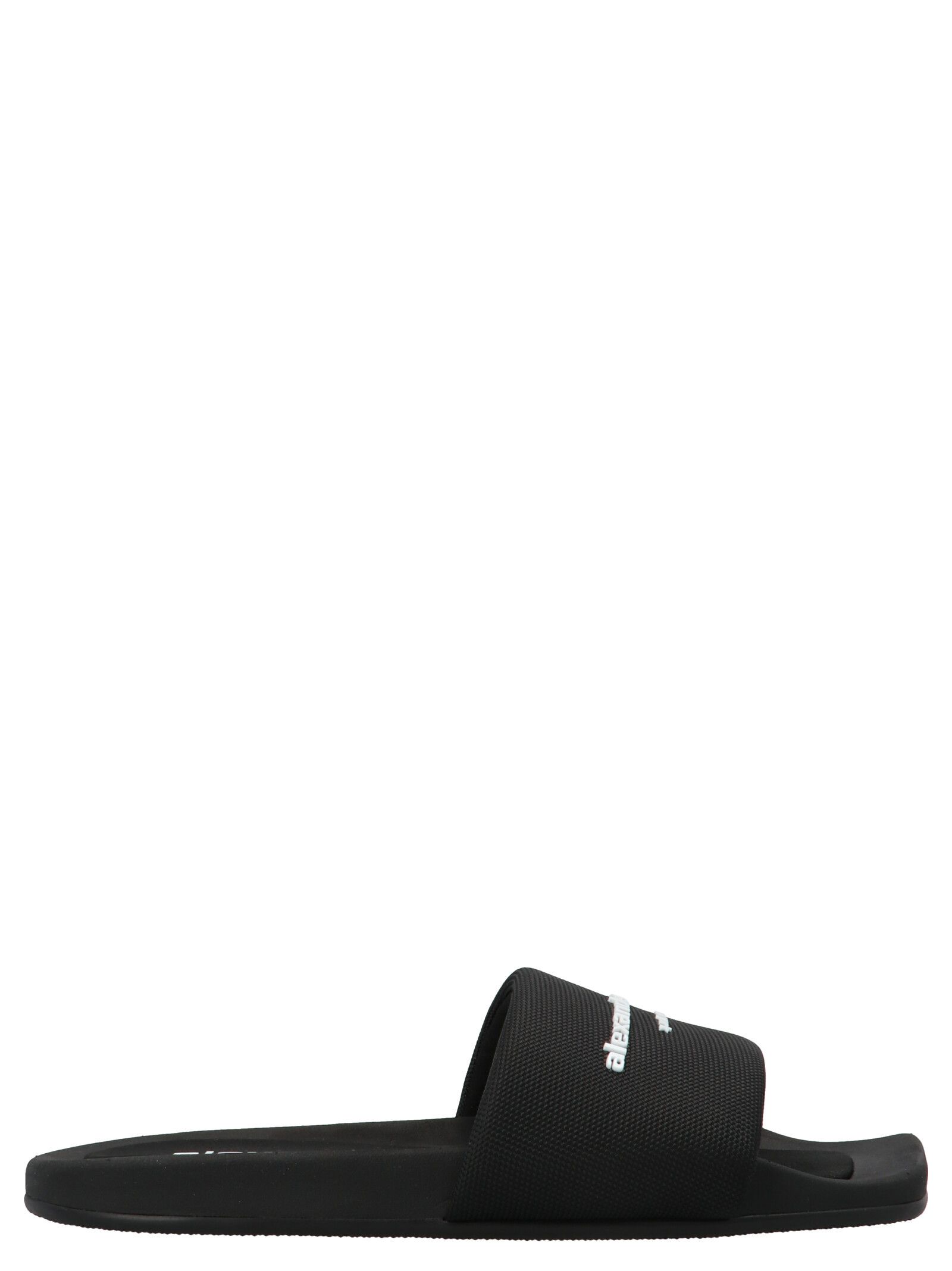 Alexander Wang Logo Band Nylon Sliders in Black, Women's (Size 9)