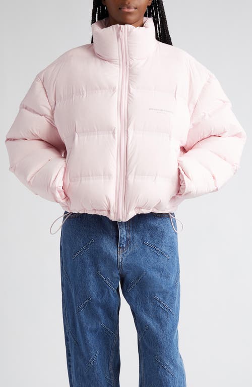 Alexander Wang Reflective Logo Crop Down Puffer Coat in Light Pink at Nordstrom, Size X-Small