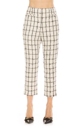 Alexia Admor Clio Cropped Tapered Pants in Ivory Plaid at Nordstrom Rack, Size 12