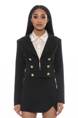 Alexia Admor Women's Jesse Cropped Blazer With Button Detail, Black, 8