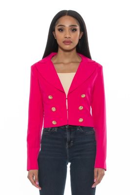 Alexia Admor Women's Jesse Cropped Blazer With Button Detail, Pink