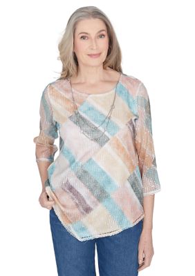 Alfred Dunner Women's Scottsdale Stained Glass Popcorn Knit Top, Small