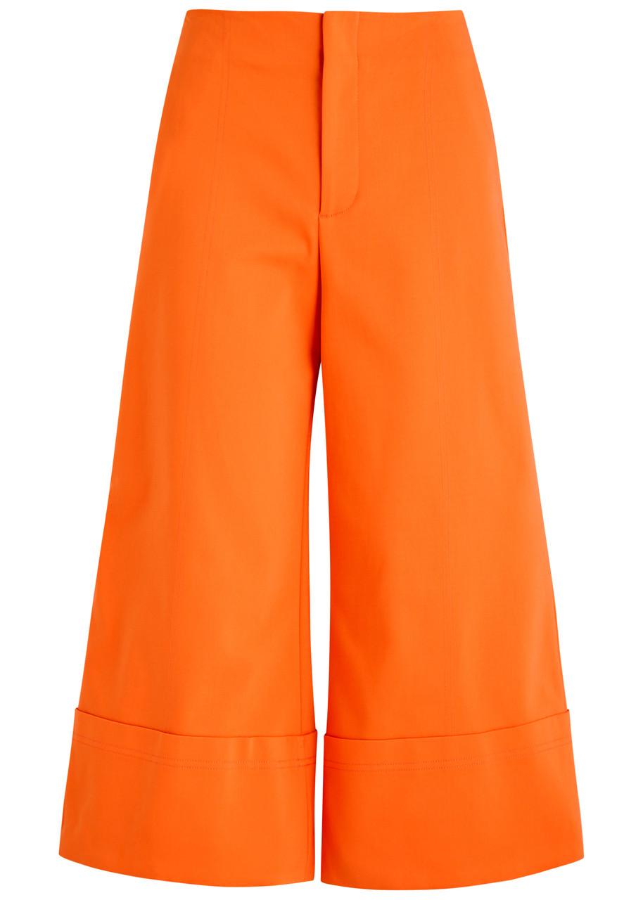 Alice + Olivia Andra Wide-leg Cropped Cotton-blend Trousers - Orange - 4 (UK8 / S)