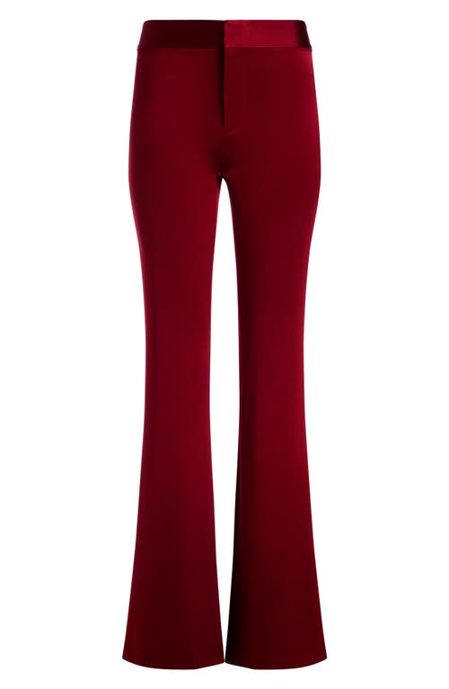 Alice + Olivia Andrew Satin Bootcut Pants in Garnet at Nordstrom, Size 0