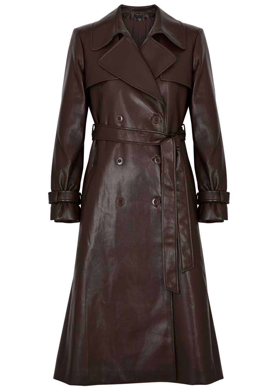 Alice + Olivia Elicia Faux Leather Trench Coat - Brown - M