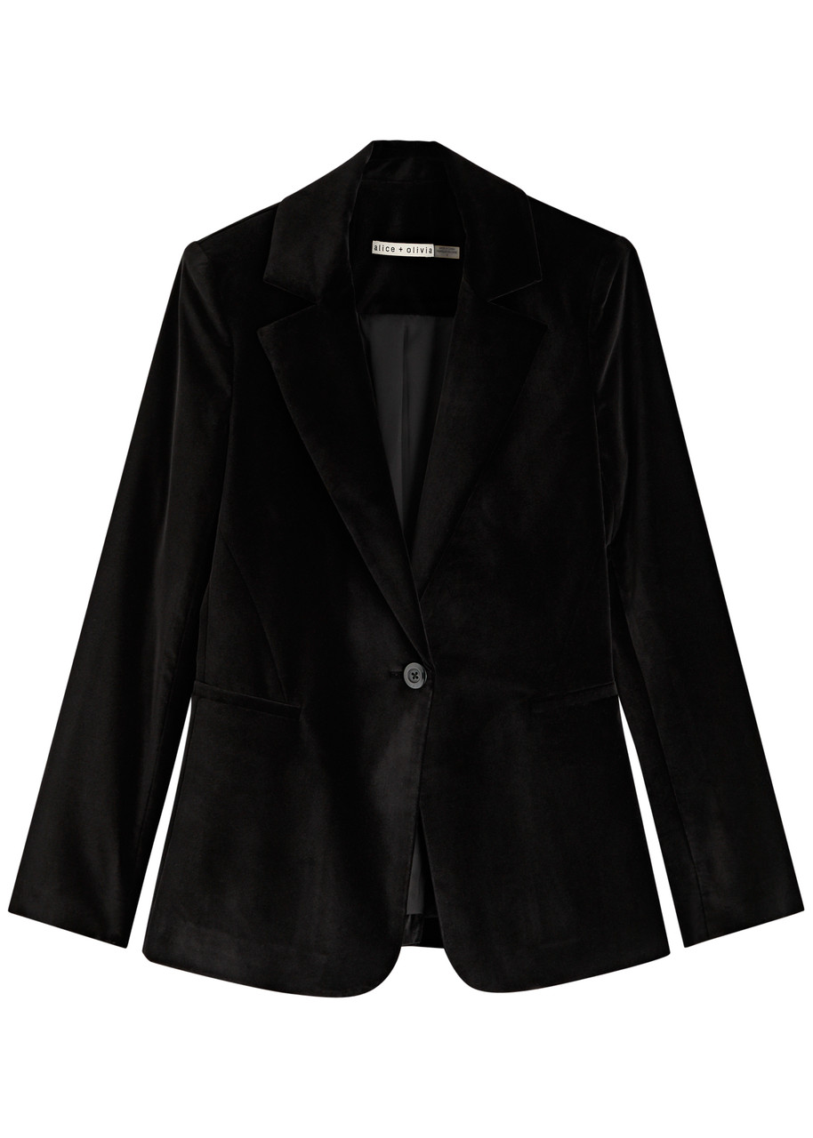 Alice + Olivia Macey Velvet Blazer - Black - 4 (UK8 / S)