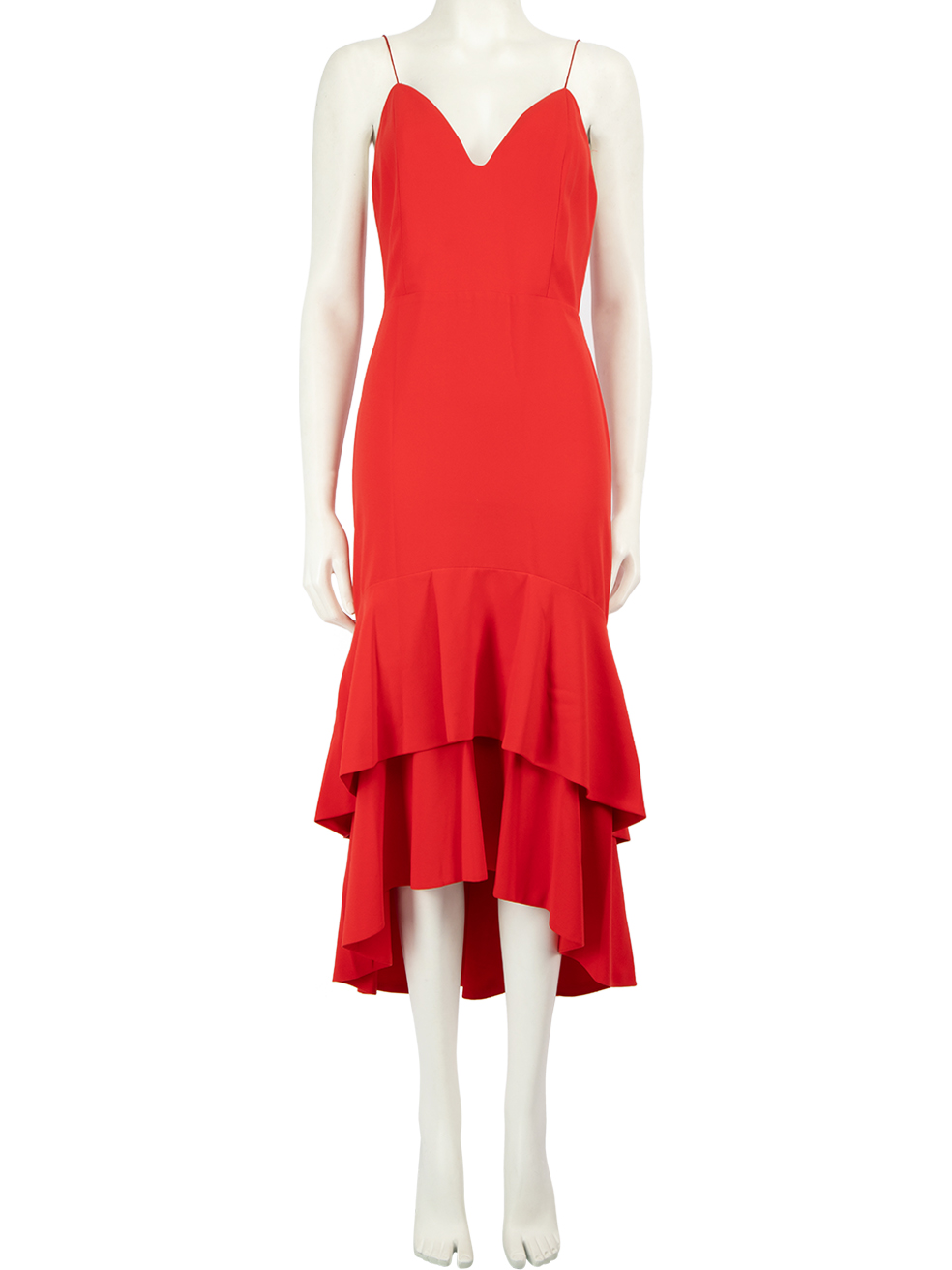 Alice + Olivia Red Tiered Skirt Midi Dress