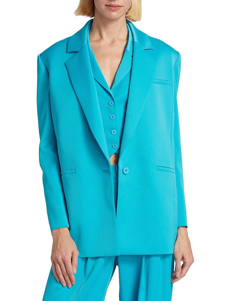 Alice + Olivia Shan Solid Oversized Blazer - Ocean - Size 4