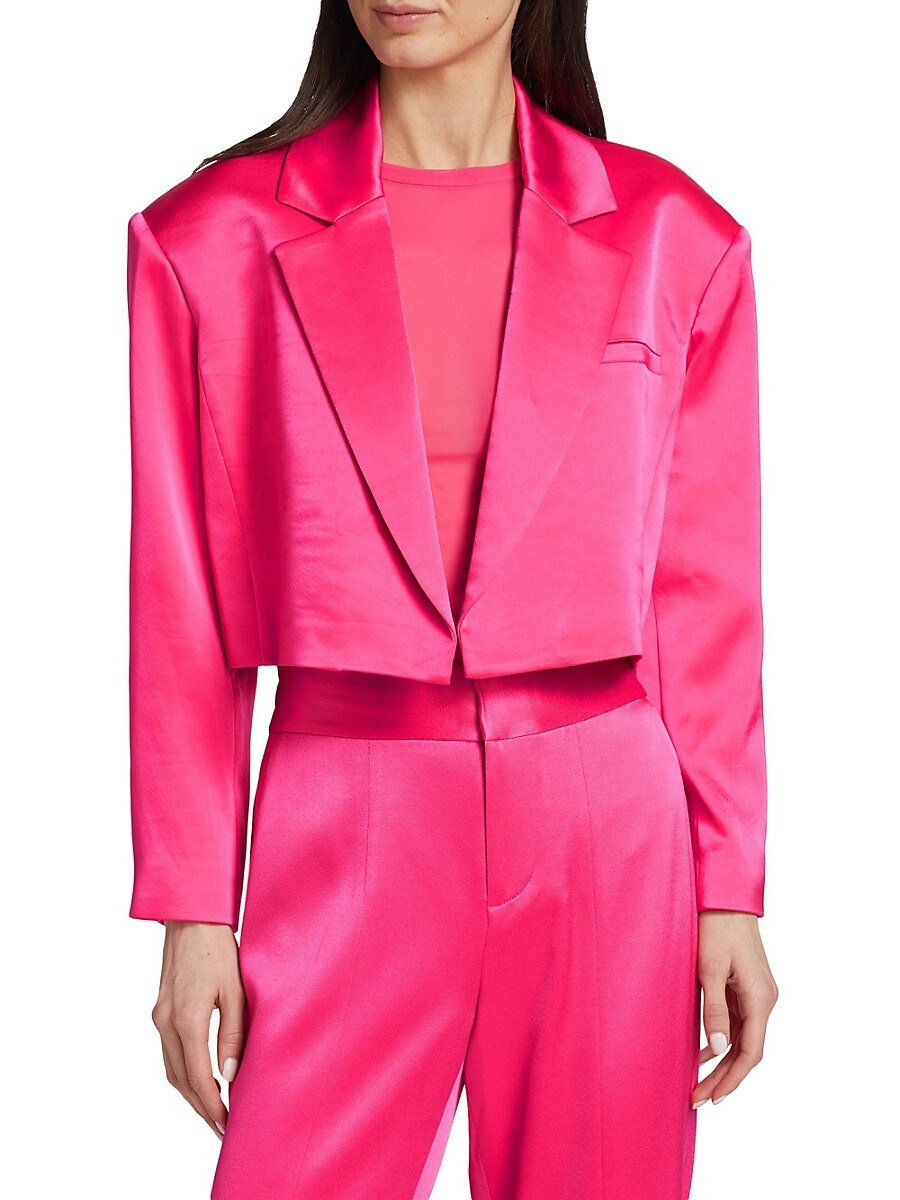 Alice + Olivia Women's Shan Cropped Satin Blazer - Candy - Size 0