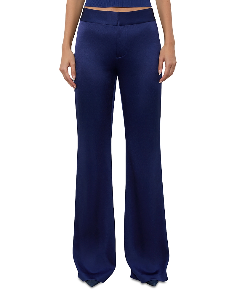 Alice and Olivia Andrew Satin Mid Rise Bootcut Pants