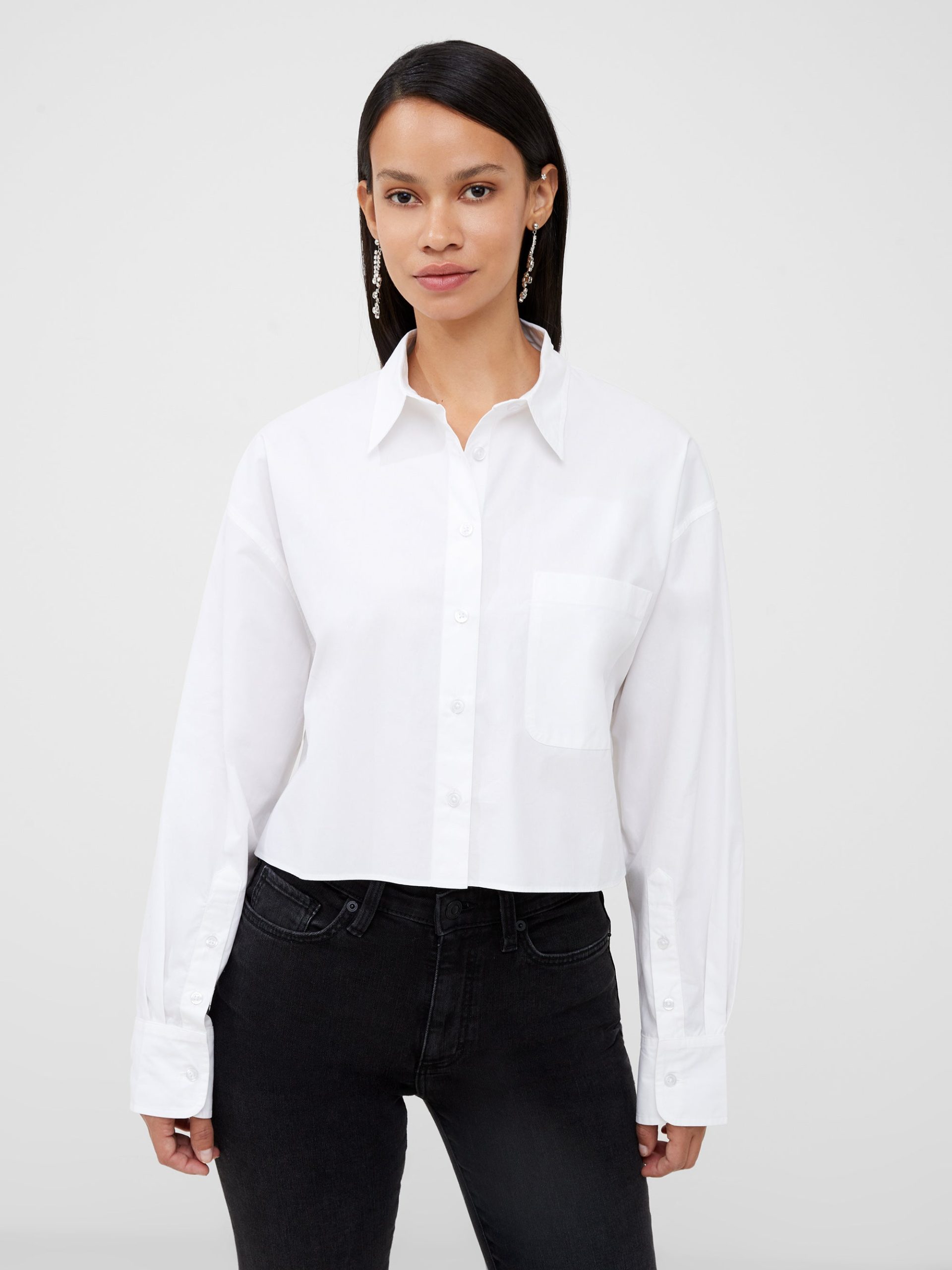 Alissa Cotton Cropped Shirt French Connection Tops White XS