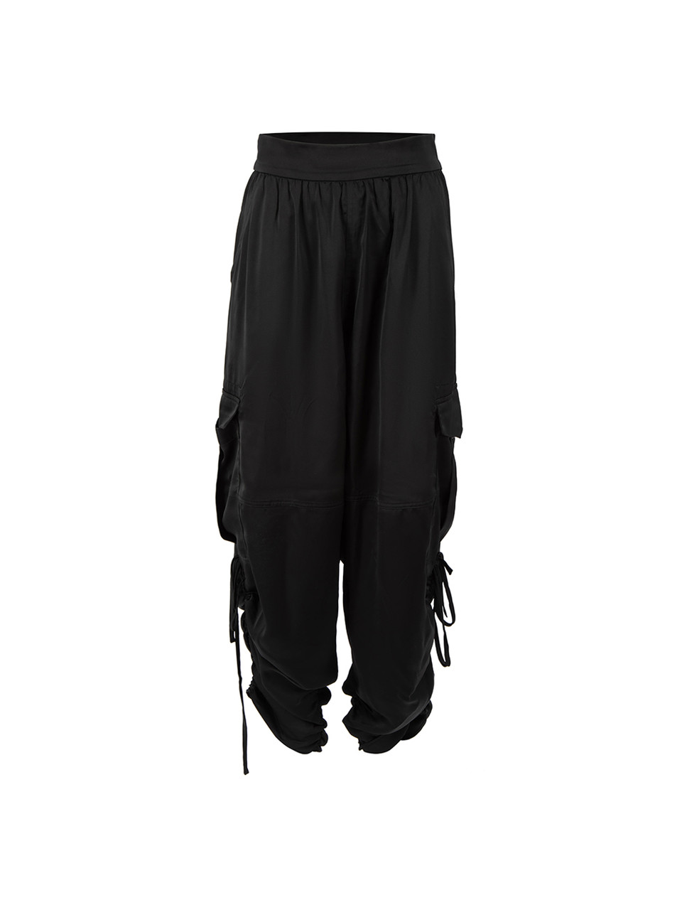 All Saints Black Ruched Cropped Cargo Trousers