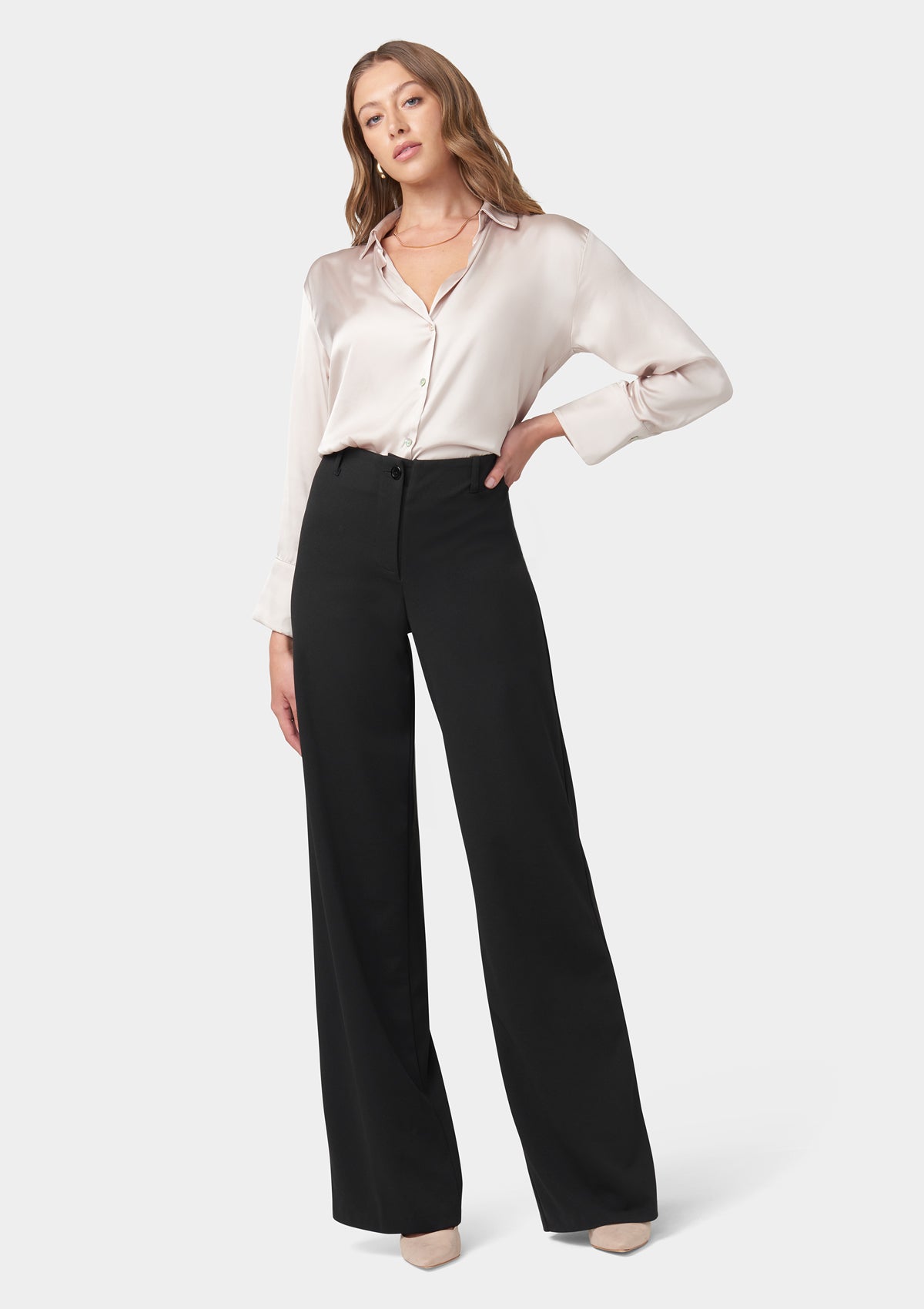 Alloy Apparel Tall Auburn Straight Leg Trousers for Women in Black Size XS length 37