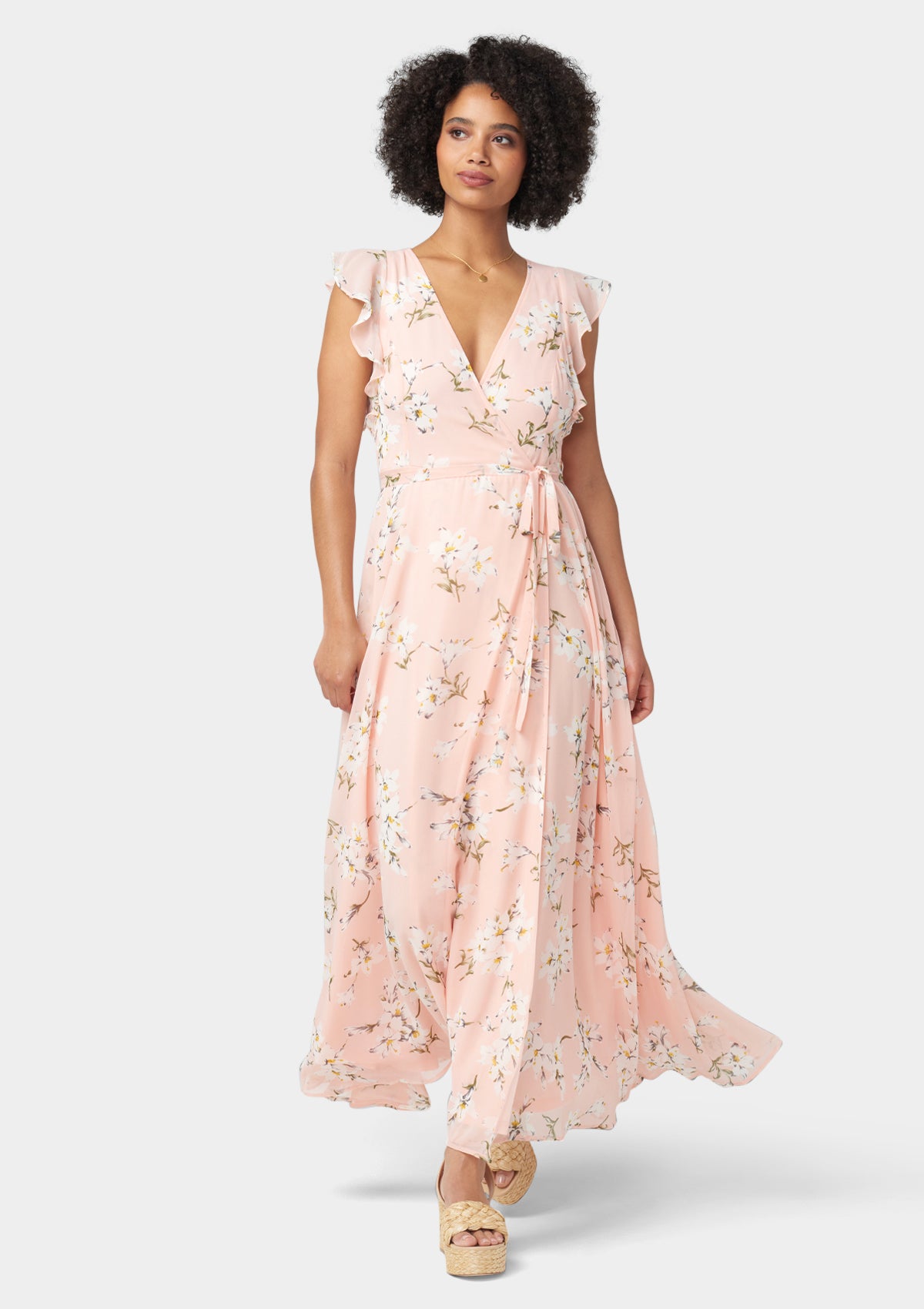 Alloy Apparel Tall Bella Floral Maxi Dress for Women in Pink Size Small