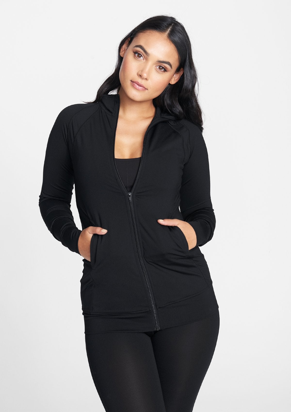 Alloy Apparel Tall Full-Zip Active Jacket for Women in Black Size Small