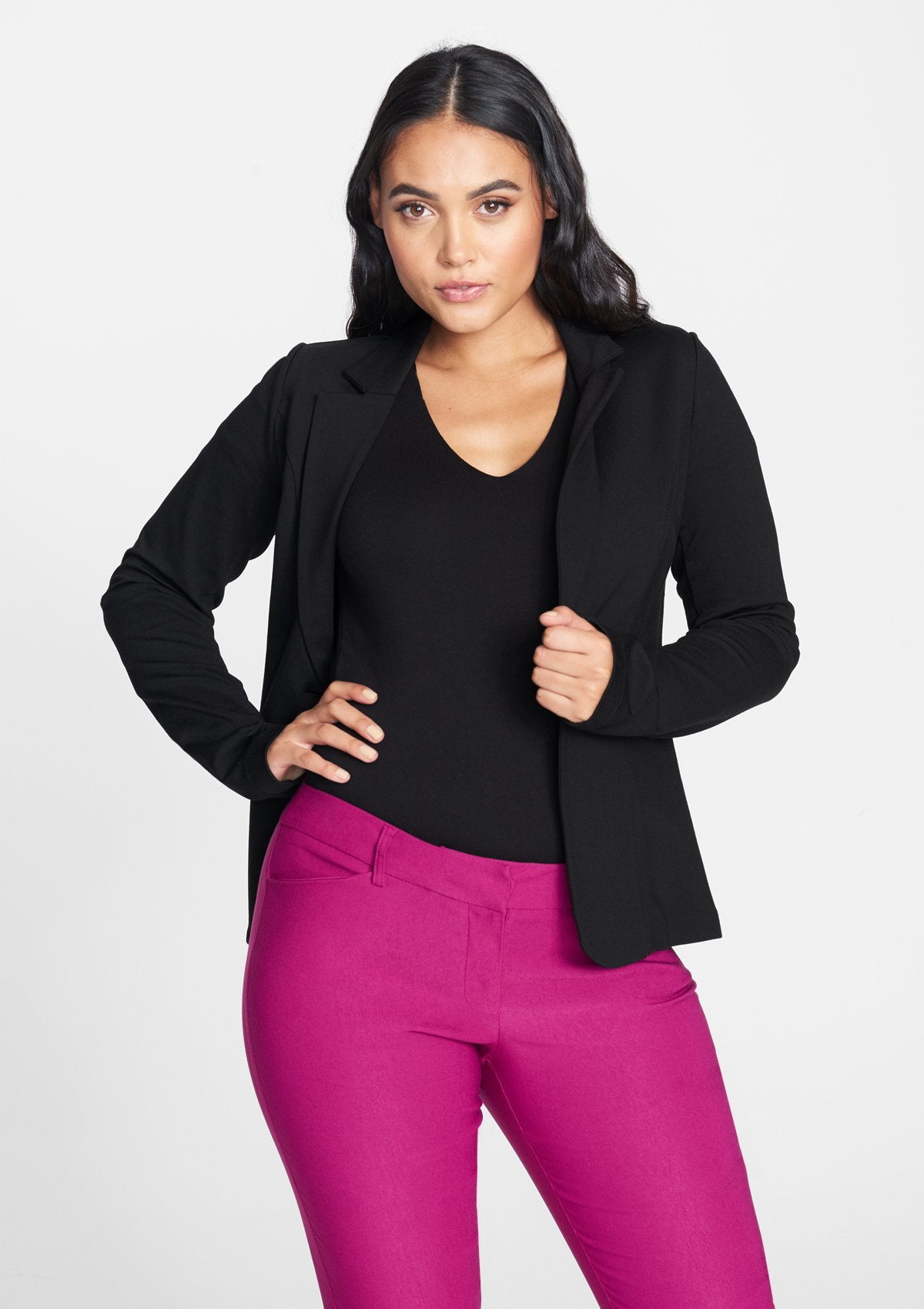 Alloy Apparel Tall Knit Blazer for Women in Black Size Small