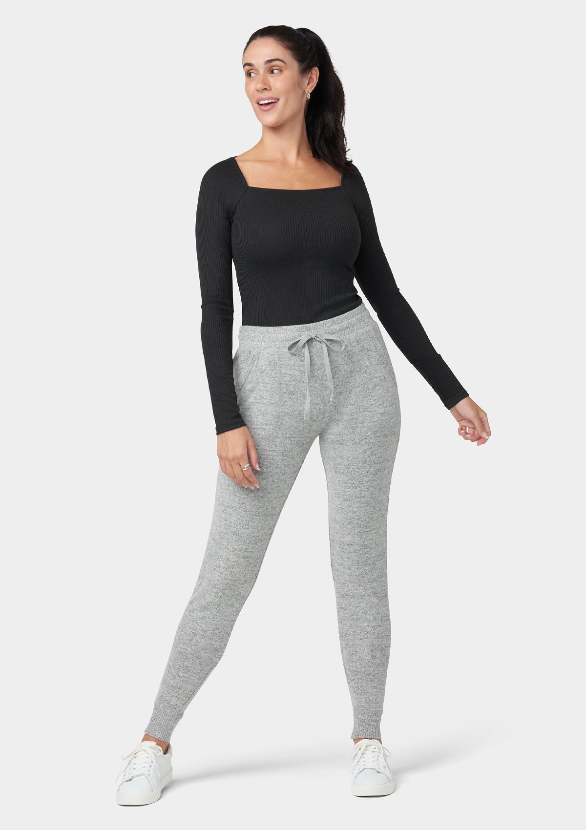 Alloy Apparel Tall Super Soft Joggers for Women in Heather Grey Size Small