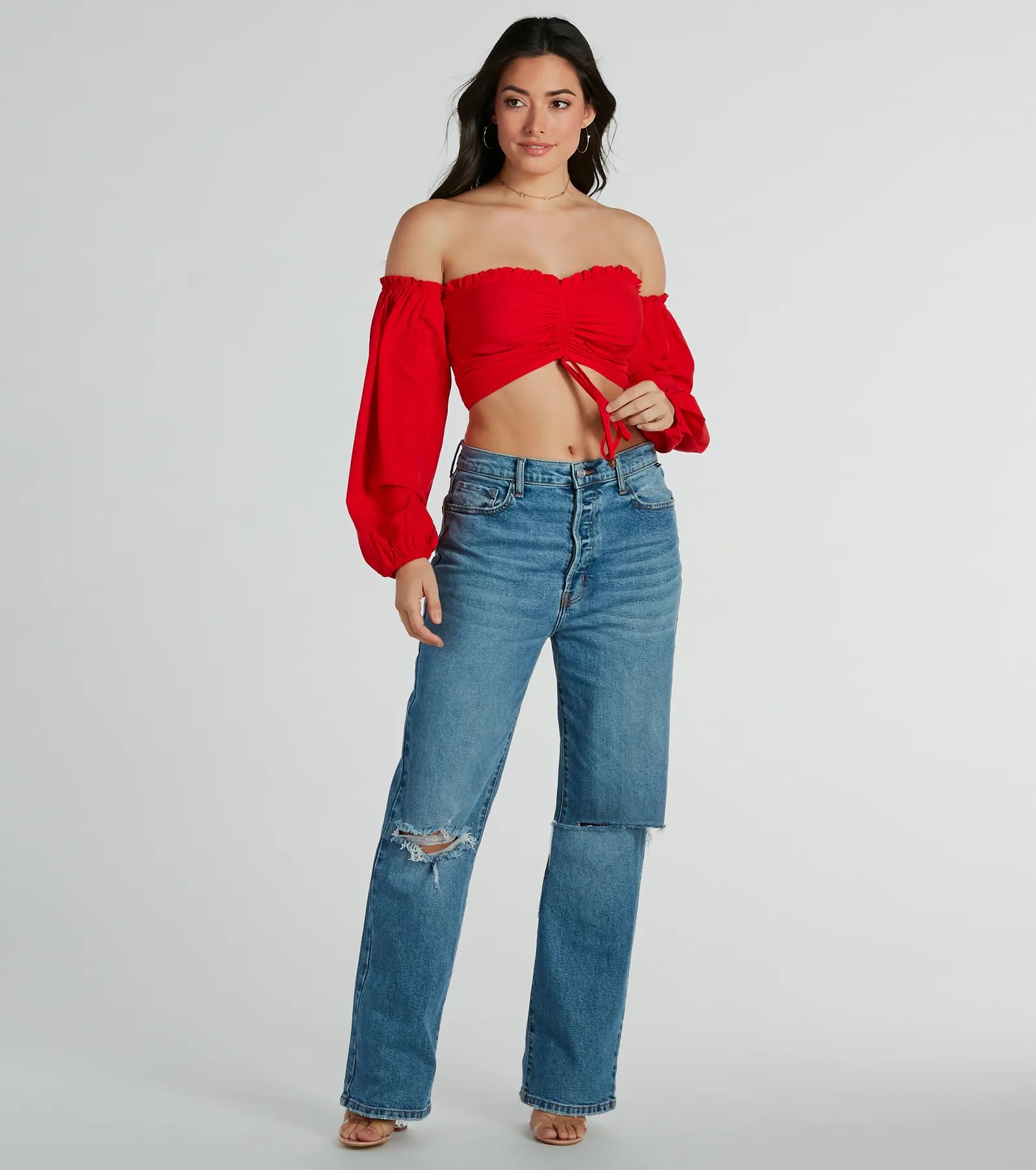 Alluring Daydream Off-The-Shoulder Crop Top