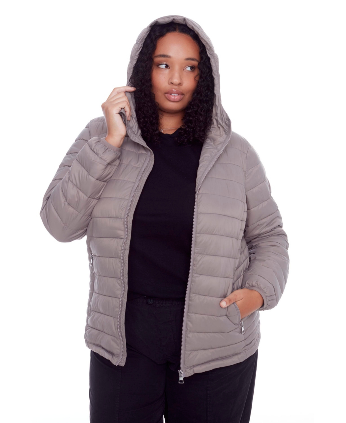 Alpine North Plus Size Yoho Lightweight Packable Puffer Jacket & Bag - Taupe