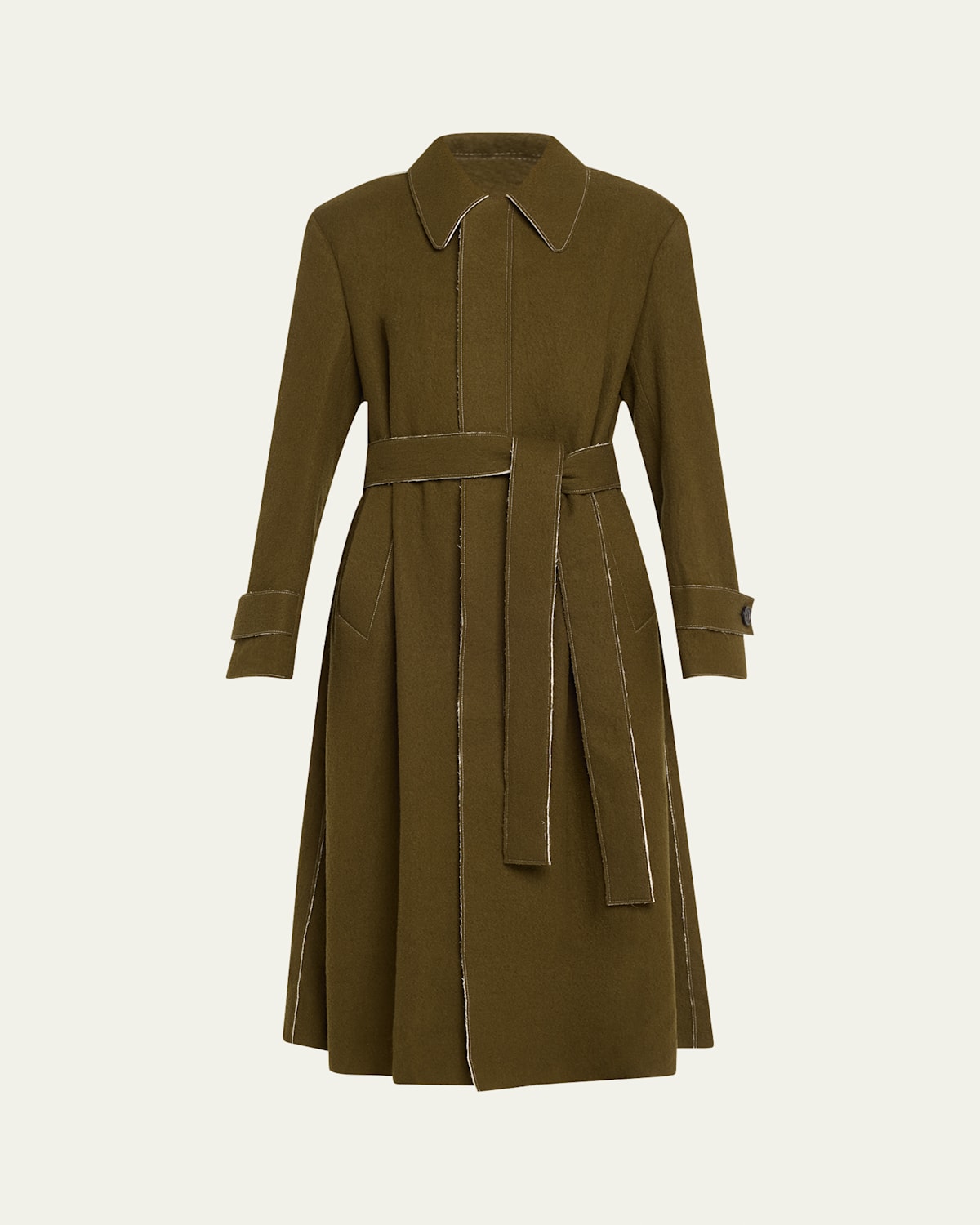 Amari Self-Tie Wool Melton Coat