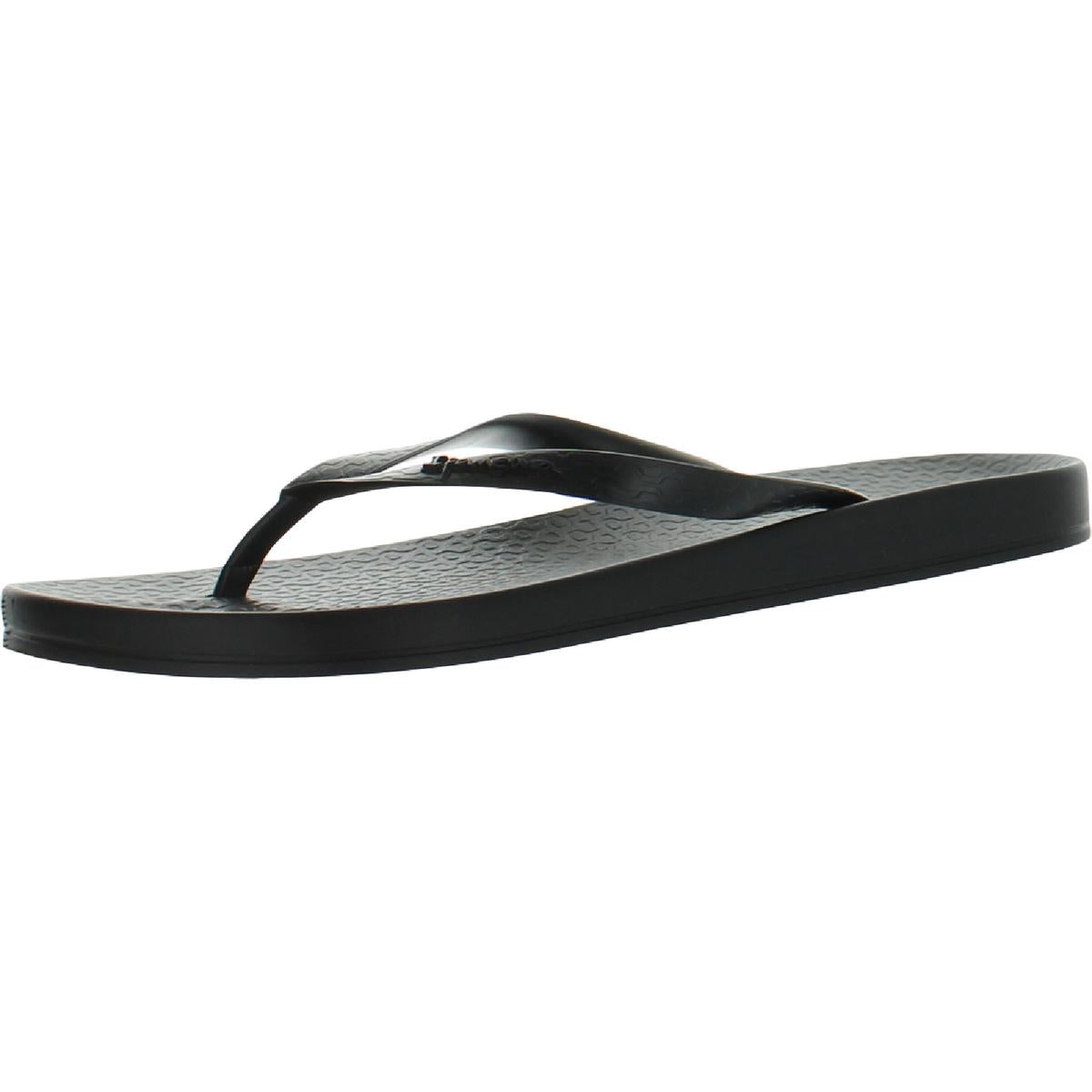 Ana Tan Womens Metallic Slide Flip-Flops