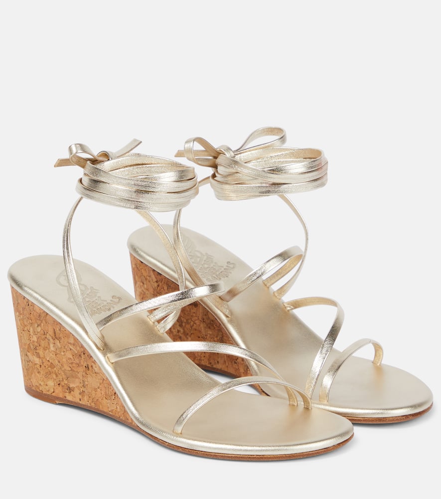 Ancient Greek Sandals Lithi metallic leather wedge sandals