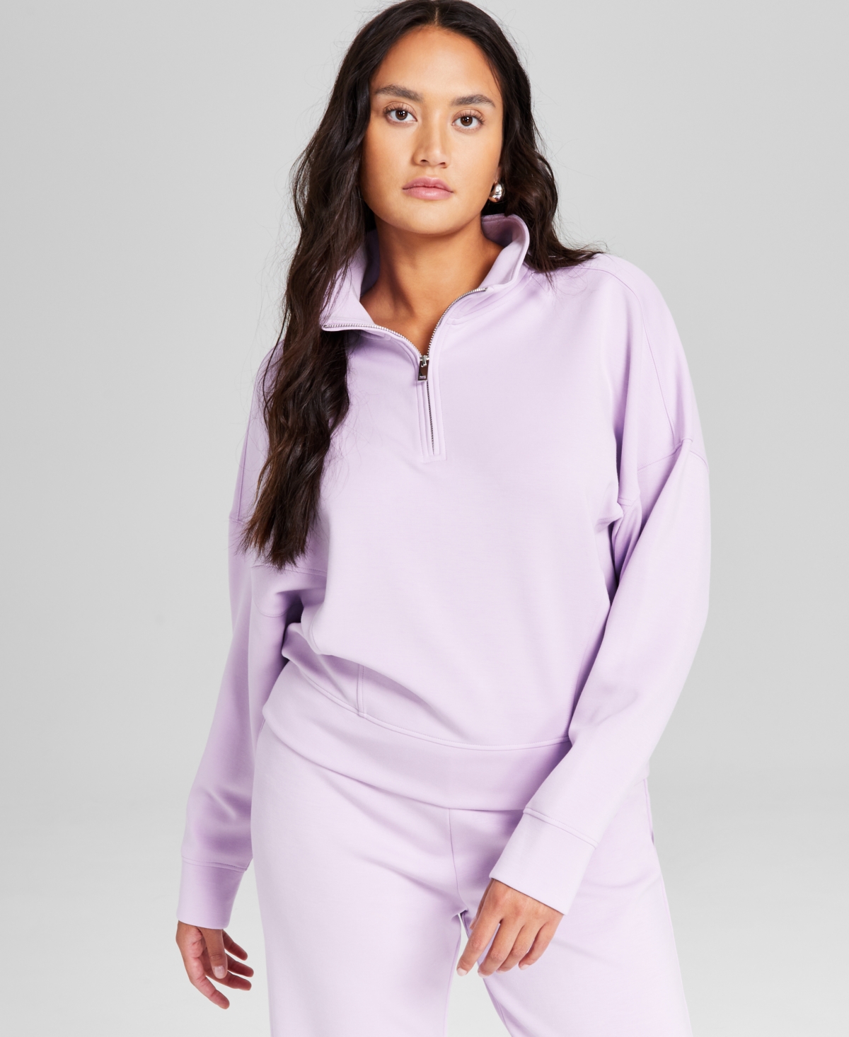 And Now This Women's Quarter-Zip Scuba Sweatshirt, Created for Macy's - Pastel Lilac