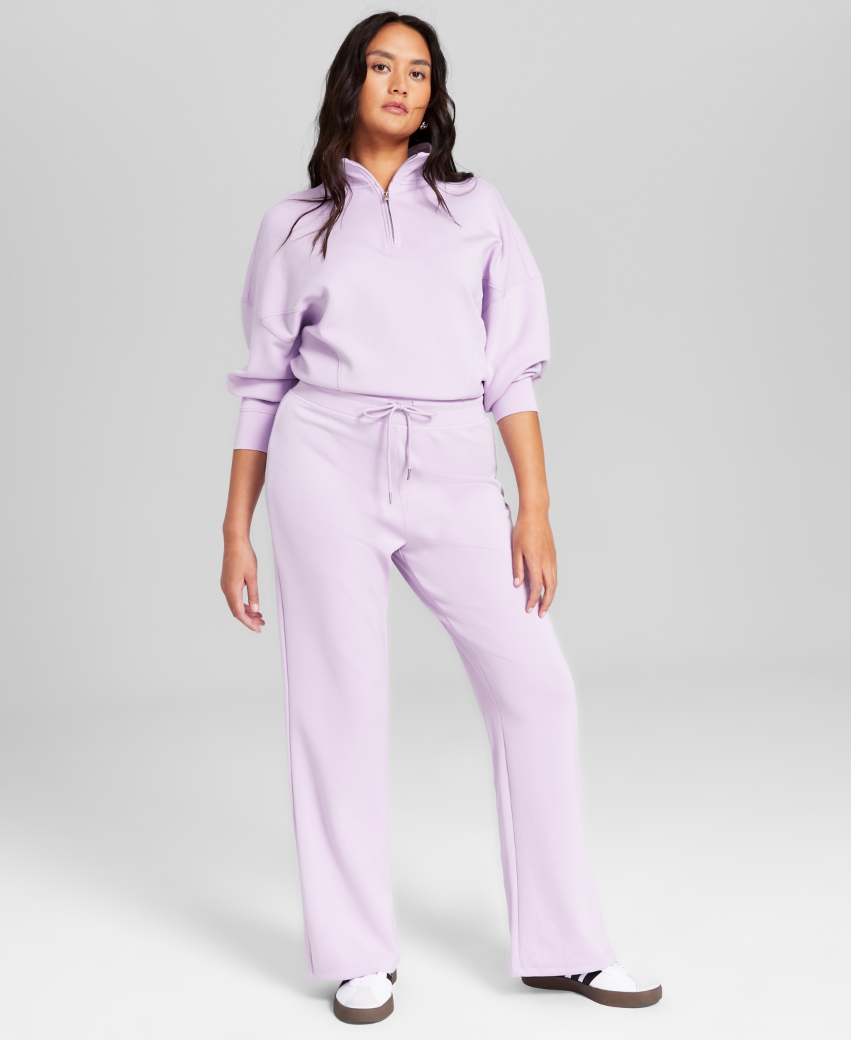 And Now This Women's Scuba Wide-Leg Tie-Waist Pants, Created for Macy's - Pastel Lilac