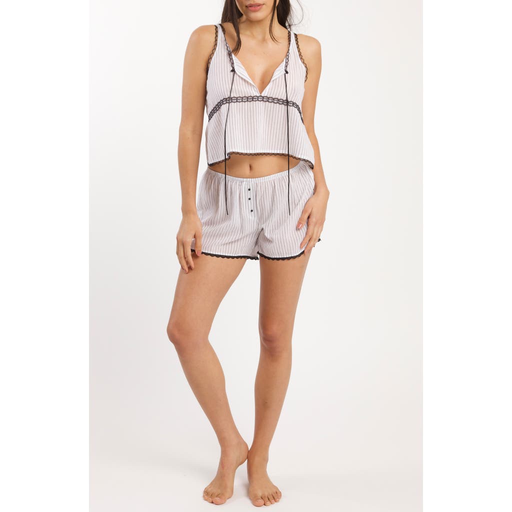 Andine Lulu Ravello Pinstripe Cotton Crop Camisole in White And Black at Nordstrom, Size X-Small