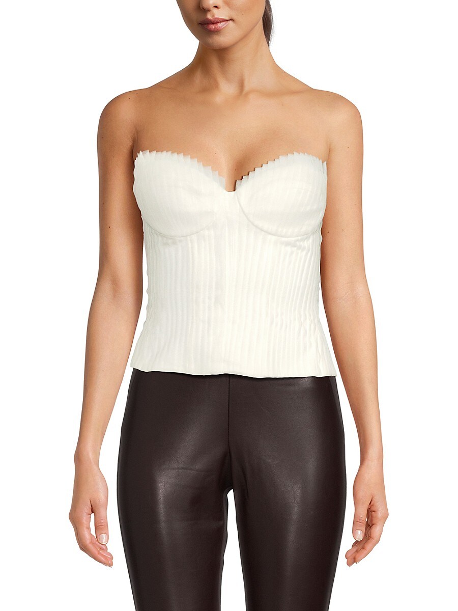 Andrea Iyamah Women's Ari Accordian Pleated Corset Top - White - Size 4