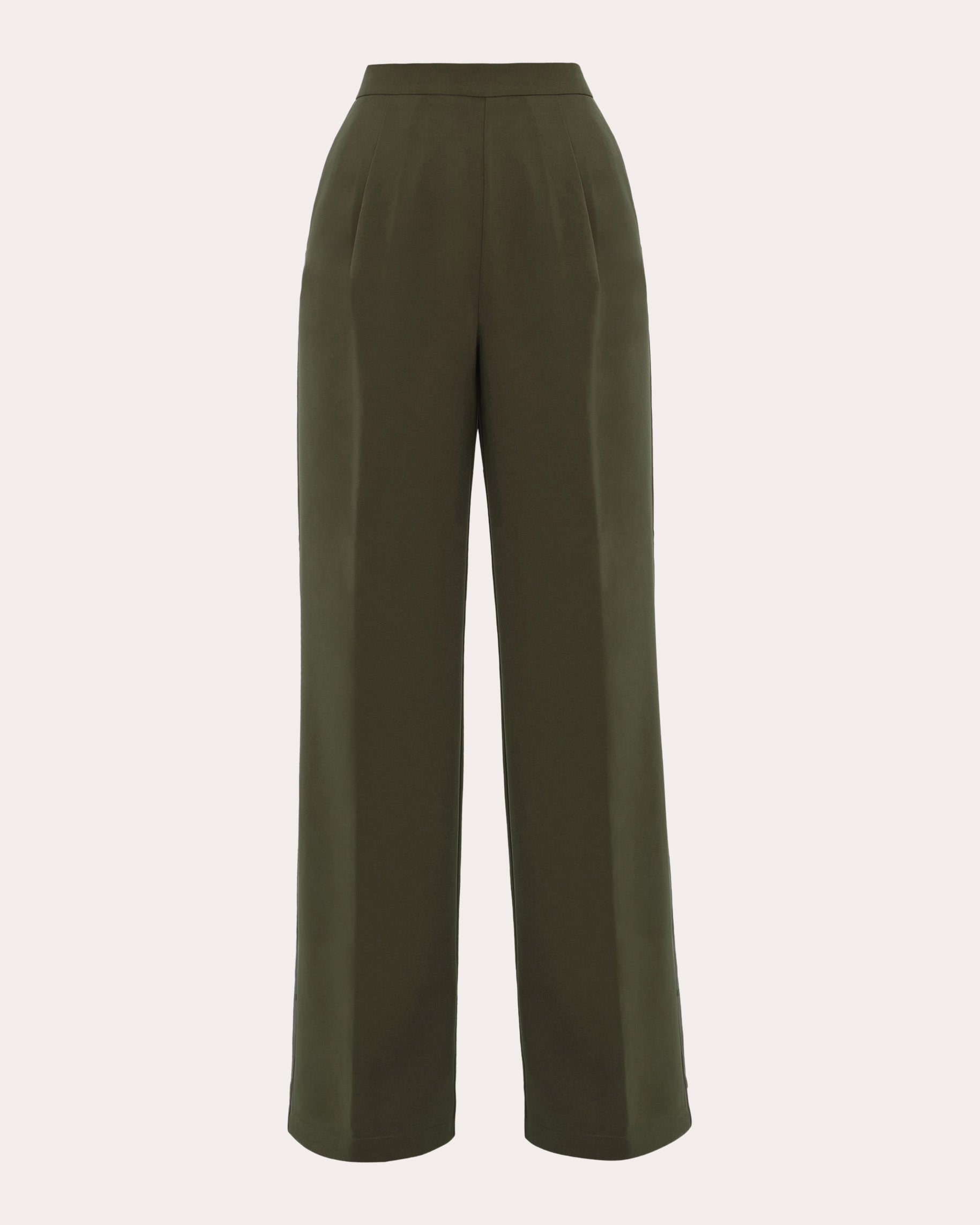 Andrea Iyamah Women's Uta Jersey Bootcut Pants in Olive Polyester/Spandex