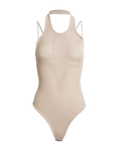 Andreādamo Woman Bodysuit Sand Size M Viscose, Polyester, Polyamide, Elastane