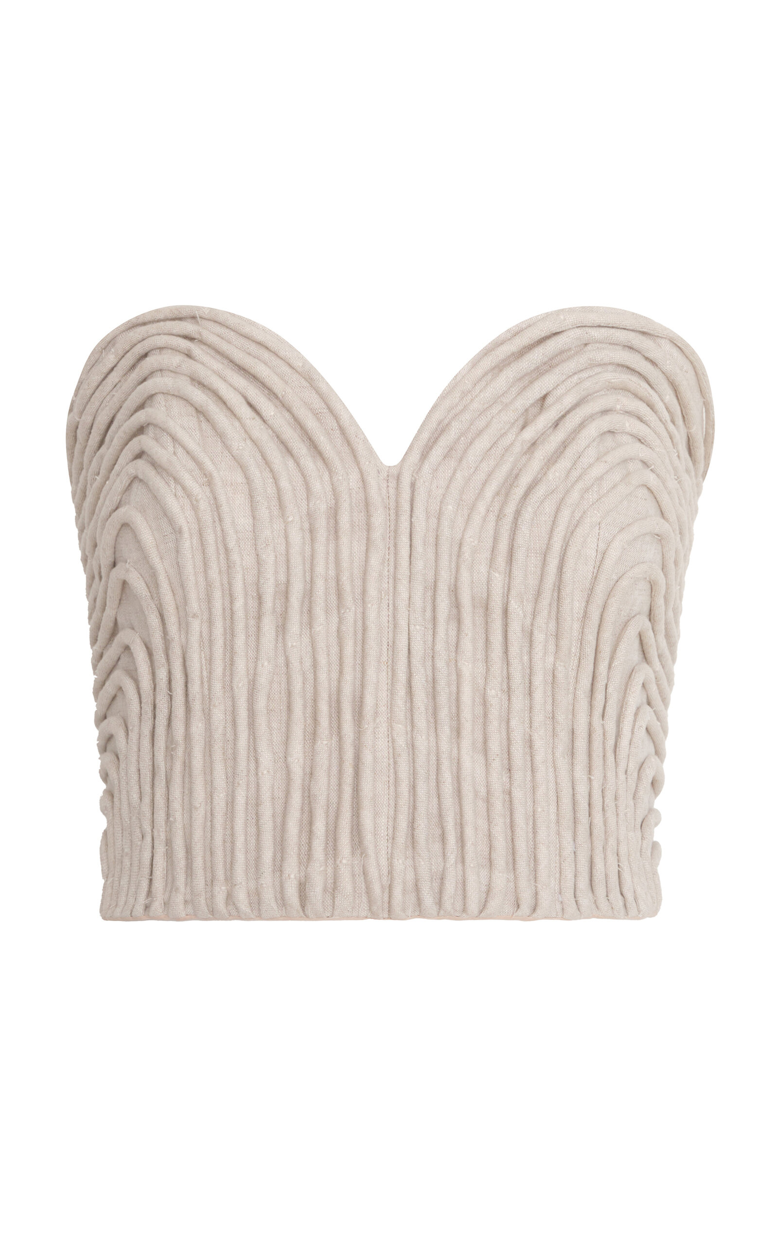 Andres Otalora - Prateek Embroidered Linen Corset Top - Tan - US 6 - Moda Operandi