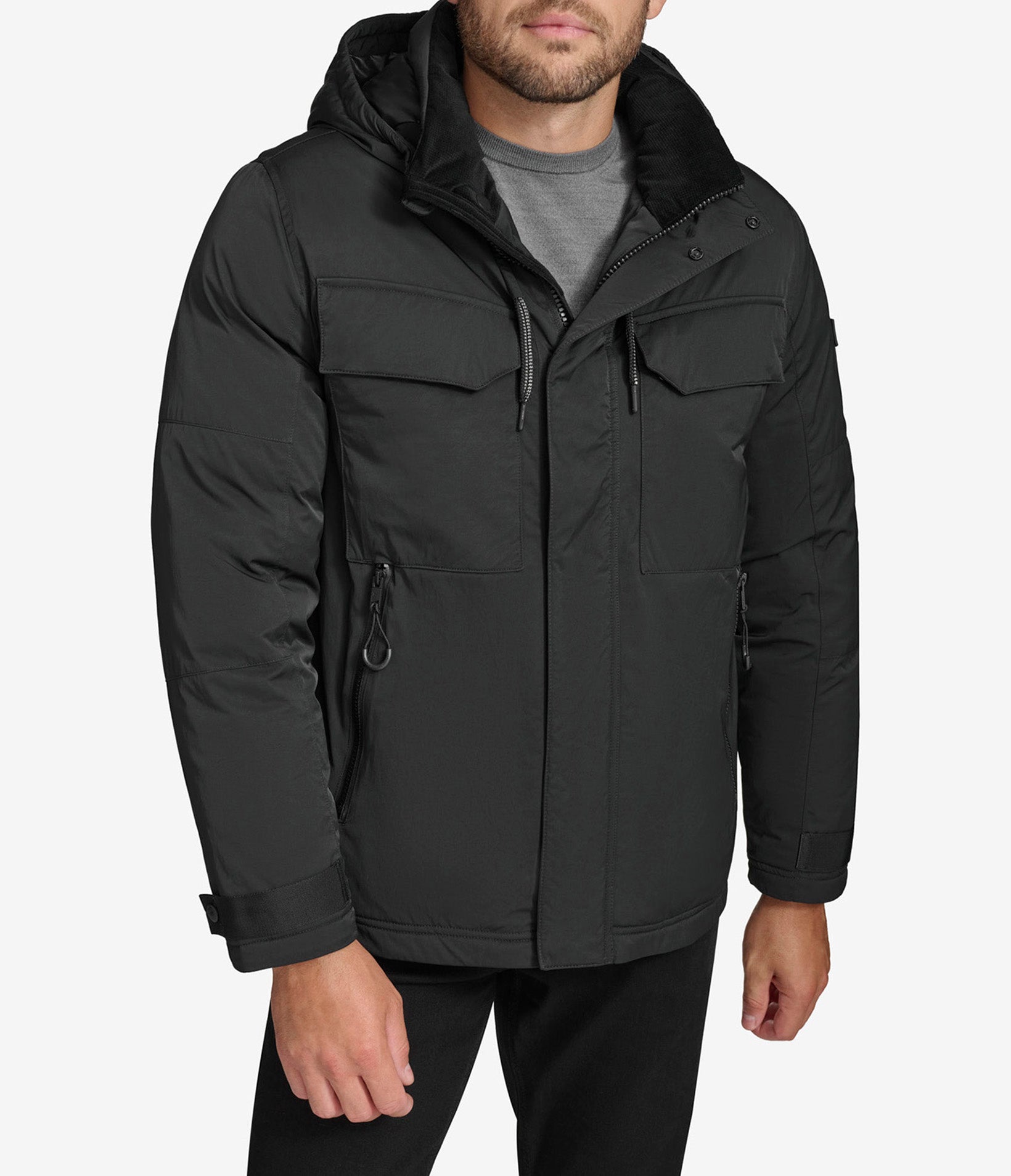 Andrew Marc | Gawler Hooded Utility Jacket | Black | Small