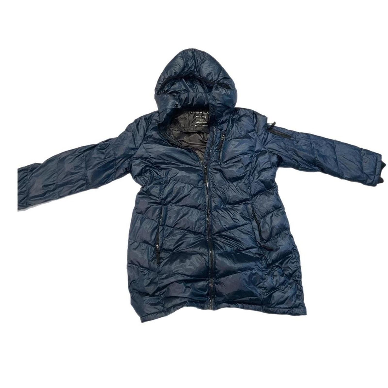 Andrew Marc Packable Lightweight Premium Down Puffer Coat in Blue, Women's (Size 2XL)