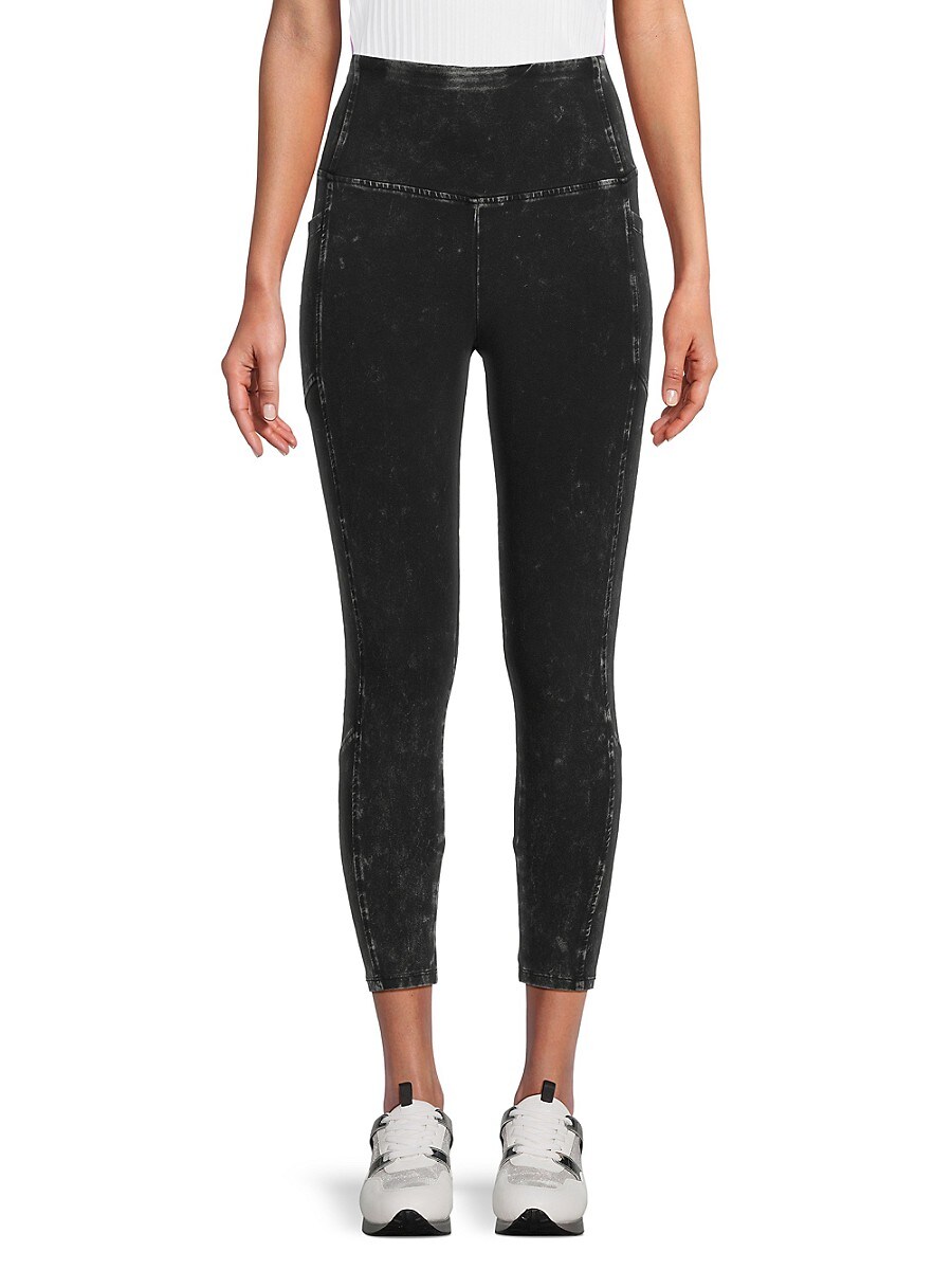 Andrew Marc Sport Women's High Rise Cropped Leggings - Black - Size XL