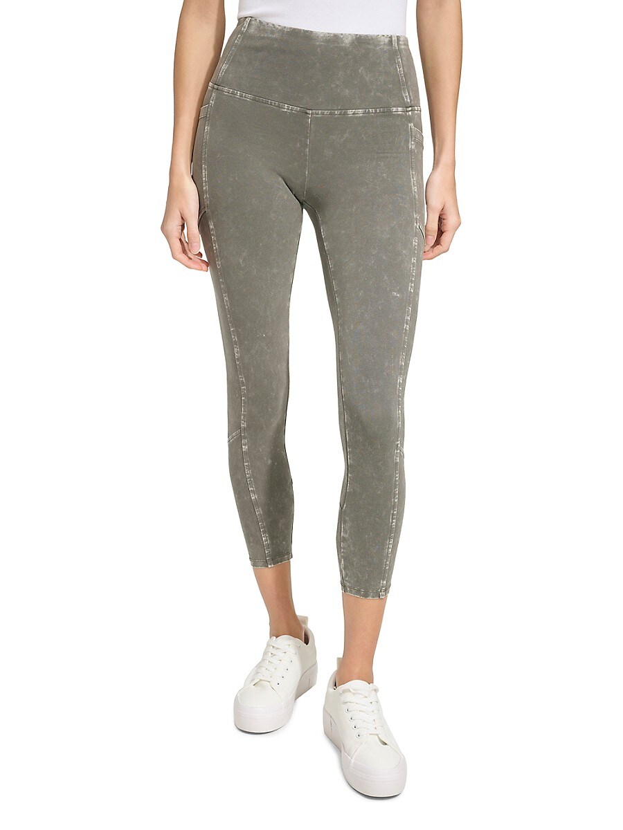 Andrew Marc Sport Women's High Rise Cropped Leggings - Moss - Size XL