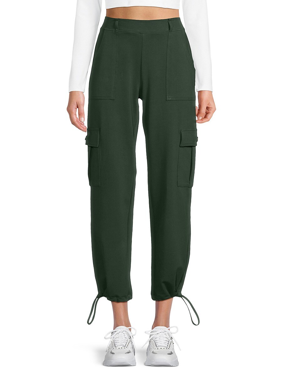 Andrew Marc Women's Knit Twill Cropped Cargo Pants - Hunter Green - Size XL