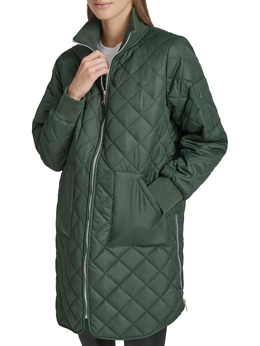 Andrew Marc Women's Longline Puffer Jacket - Green - Size XL