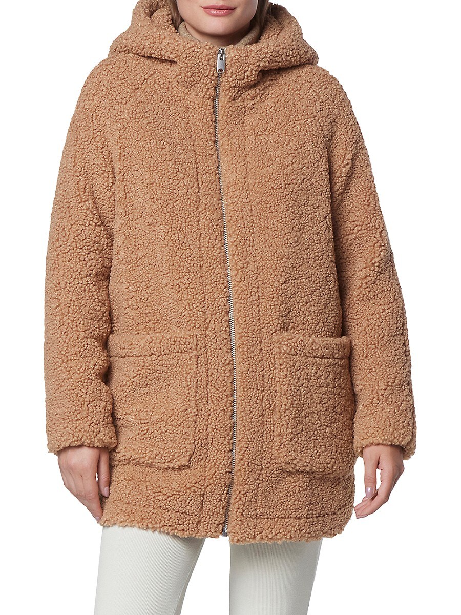 Andrew Marc Women's Seneca Faux Fur Teddy Coat - Camel - Size M