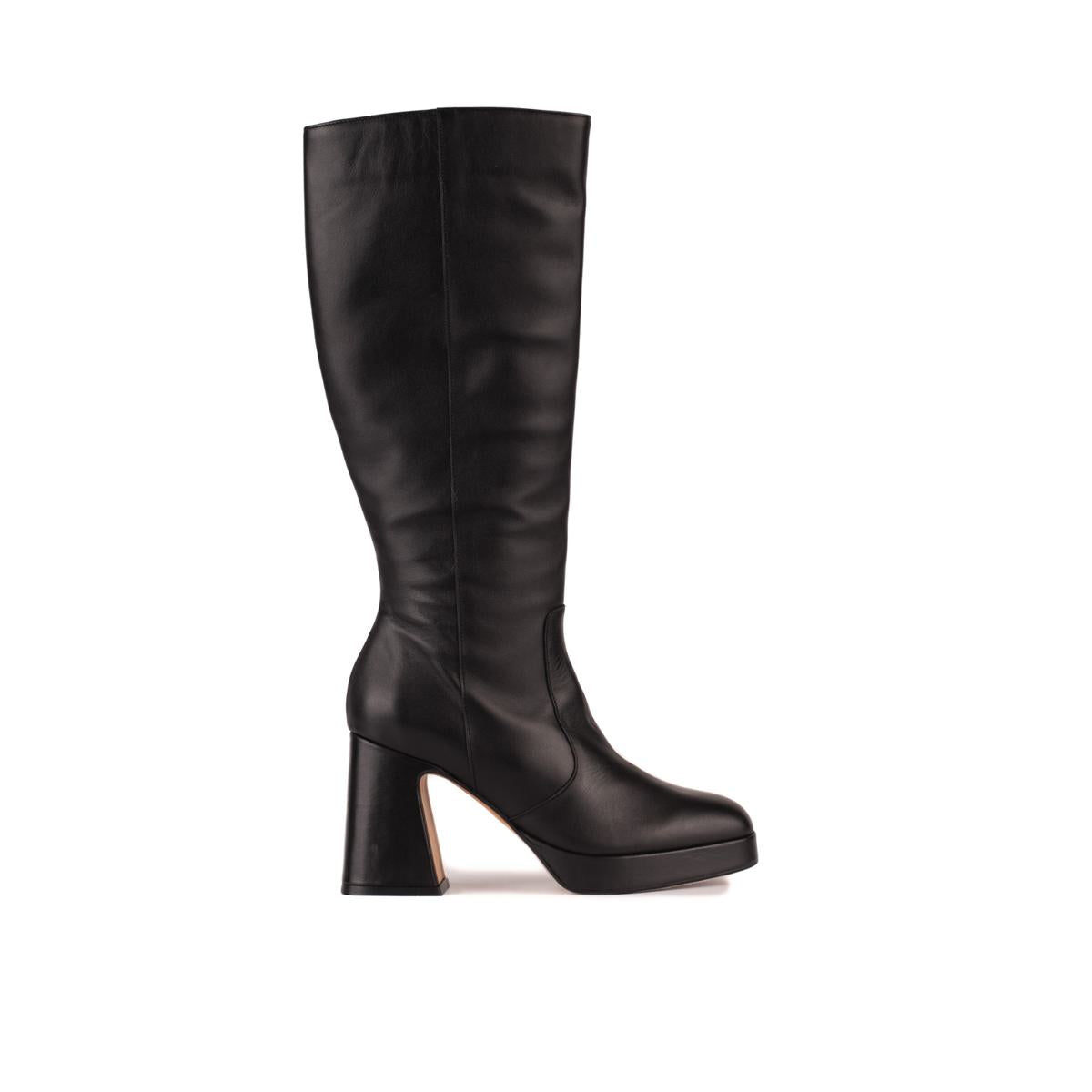 Angel Alarcon Leather Boot With Wide Heel And Platform