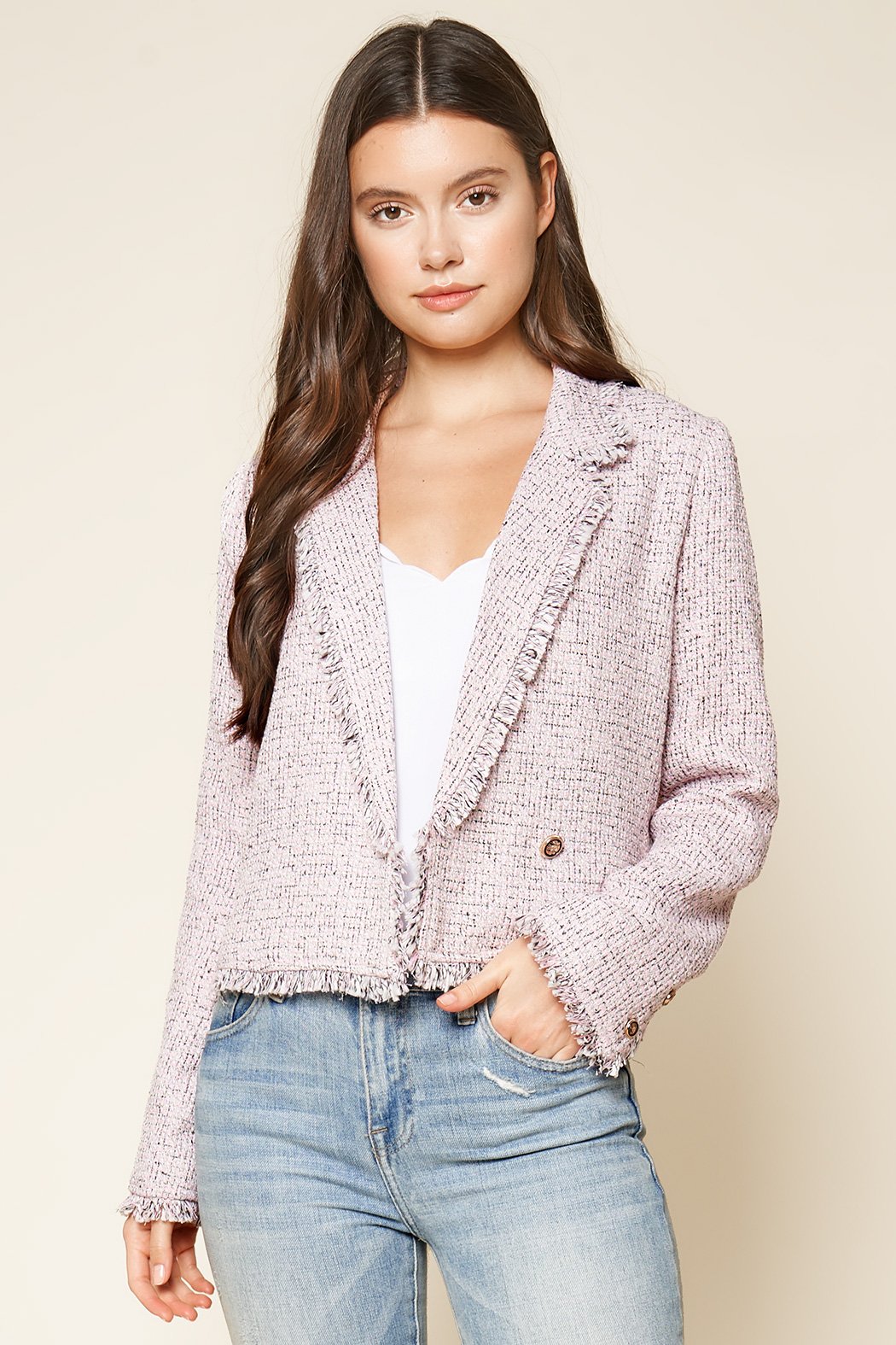 Angelica Cropped Tweed Blazer