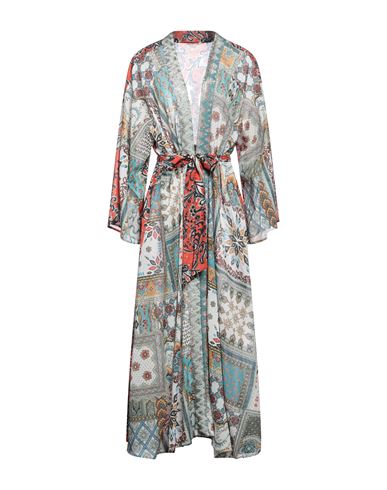 Anjuna Woman Overcoat & Trench Coat Sky blue Size S Cotton