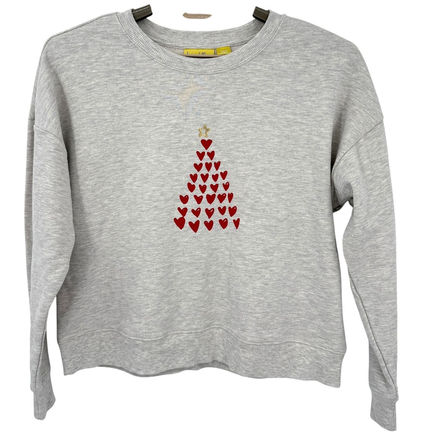 Anthropologie Maeve Kera Till Graphic Hearts Sweatshirt M in Grey, Women's (Size Medium)