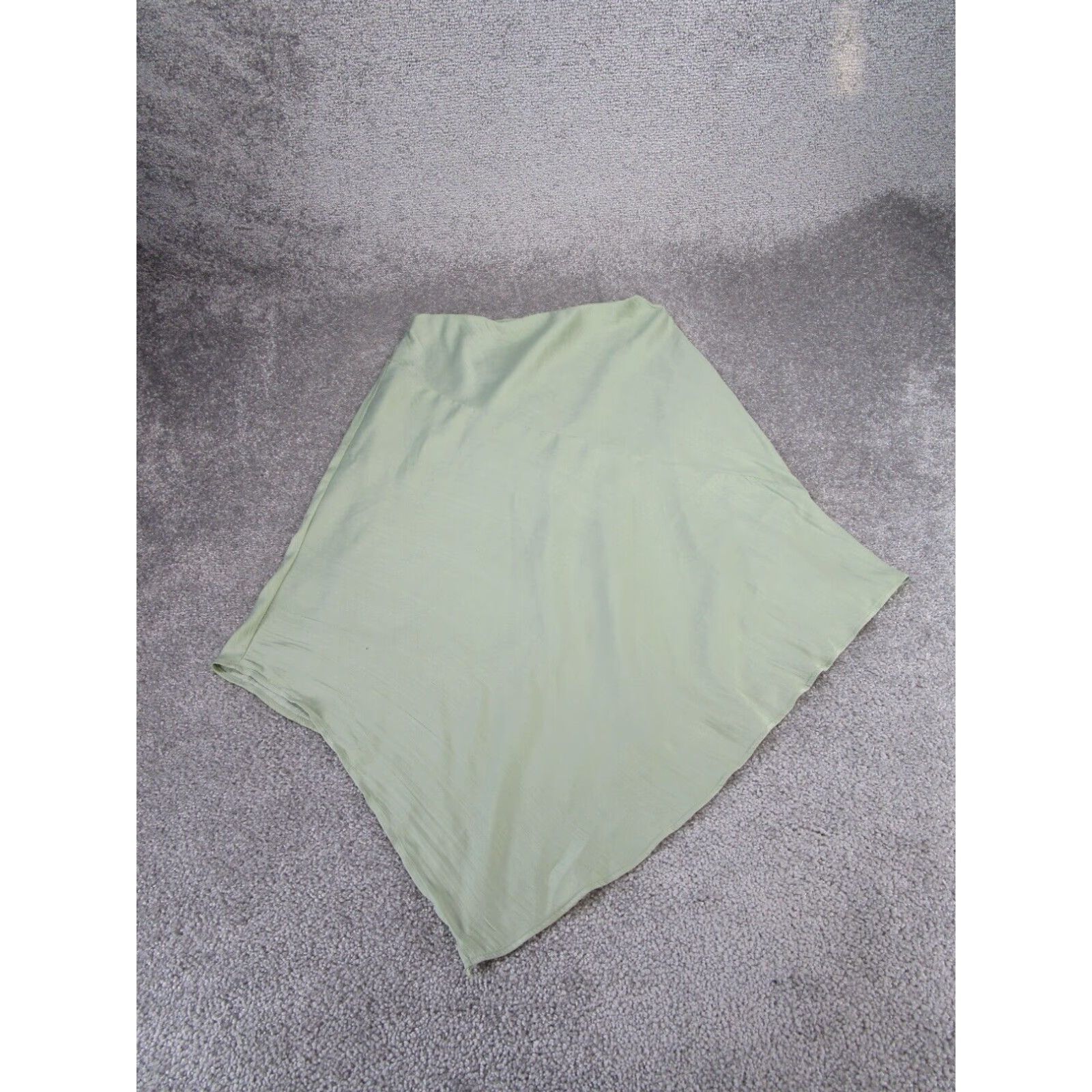 Anthropologie Skirt Womens Small Light Green Satin Asymmetrical Hem Pull On in White (Size 28)