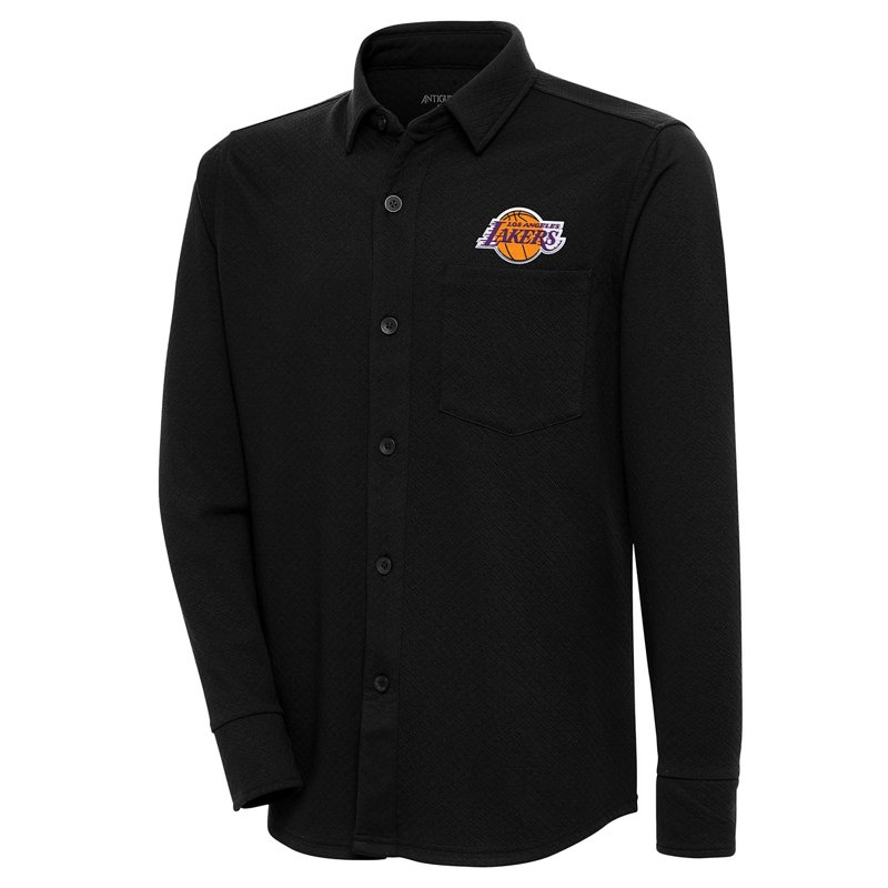 Antigua Los Angeles Lakers Steamer Button-Up Shacket Black, X-Large - NBA Tees at Academy Sports